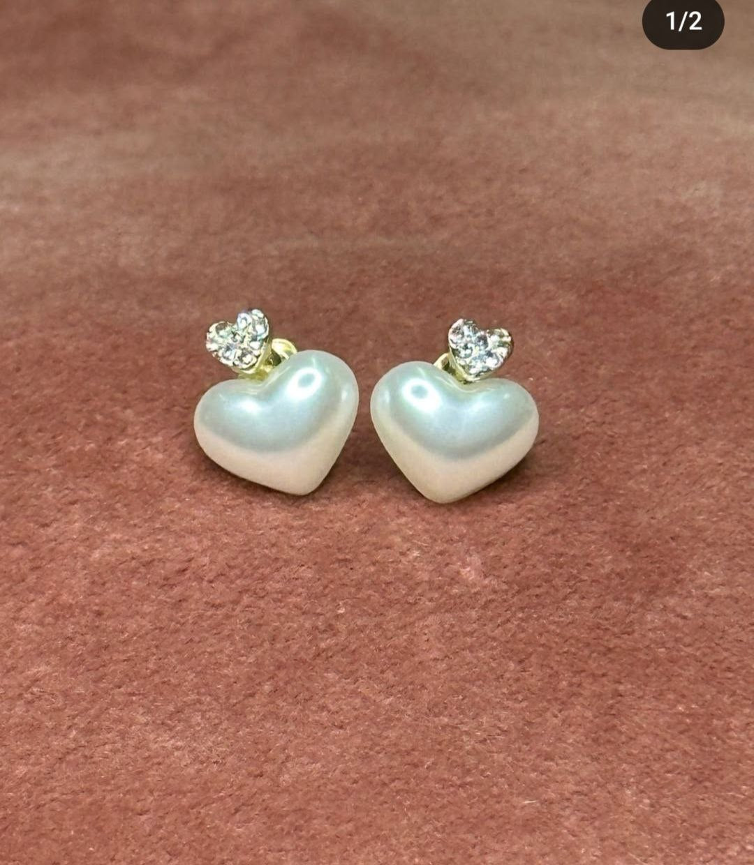 White Heart Stud Earrings
