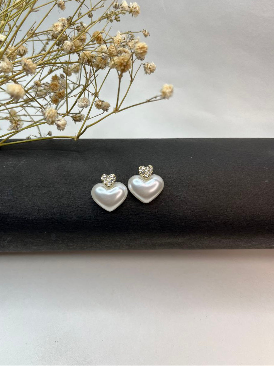 White Heart Stud Earrings