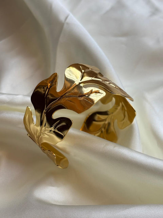 Golden Leaf Cuff Bracelet