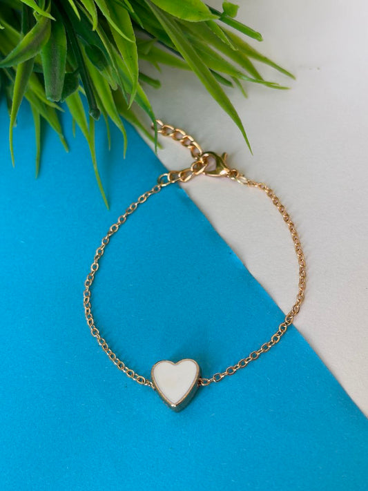 Delicate White Heart Bracelet