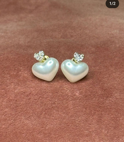 White Heart Stud Earrings