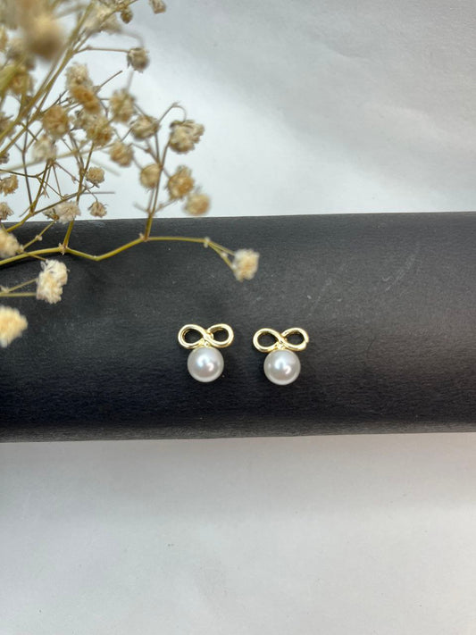 Infinity Pearl Stud Earrings