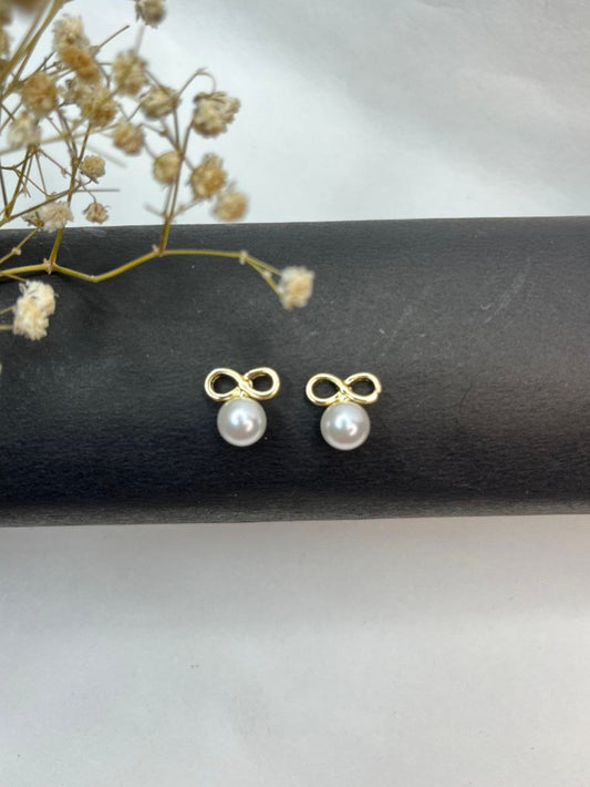 Infinity Pearl Stud Earrings