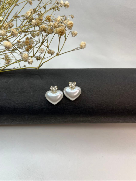 White Heart Stud Earrings