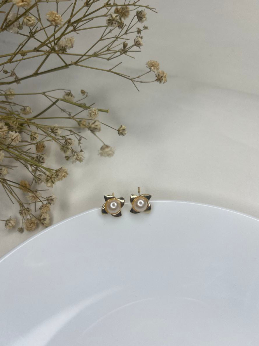 Pearl Blossom Stud Earrings